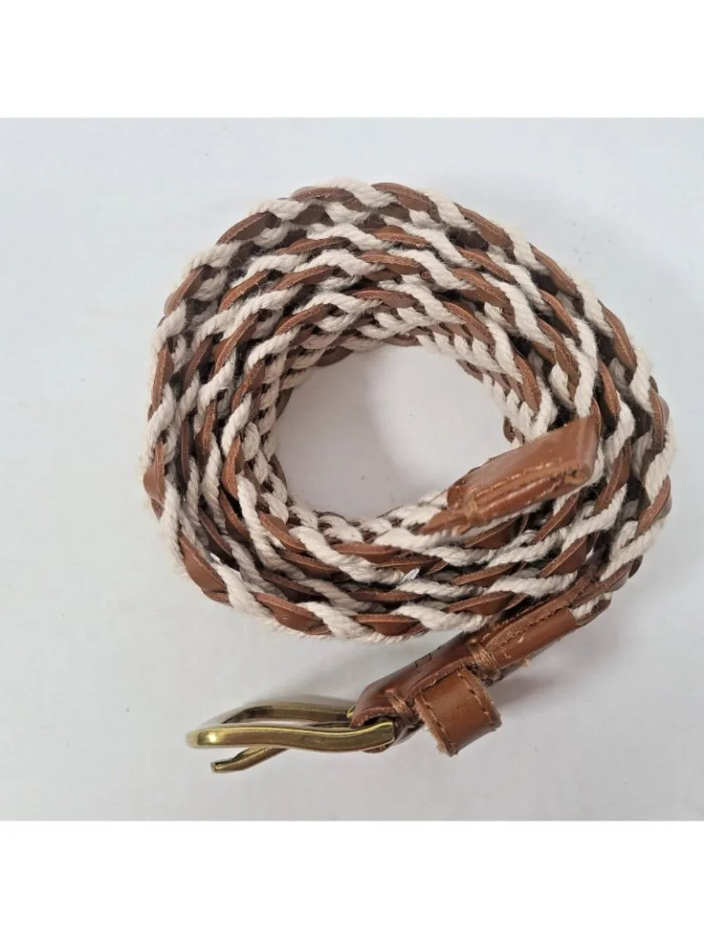 J. Crew Belt Braided Rope and Leather Men's Size Medium 1.5